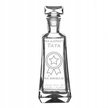 KARAFKA SZKLANA DO WHISKY SKOŚNA 750ML Z GRAWEREM