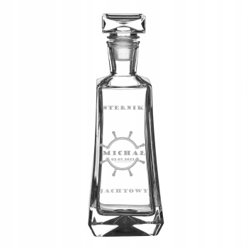 KARAFKA SZKLANA DO WHISKY SKOŚNA 750ML Z GRAWEREM