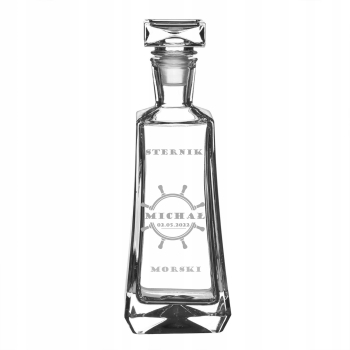 KARAFKA SZKLANA DO WHISKY SKOŚNA 750ML Z GRAWEREM
