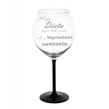 Kieliszek Onyx z czarną nóżką 600ml XXL z grawerem Moja Dieta