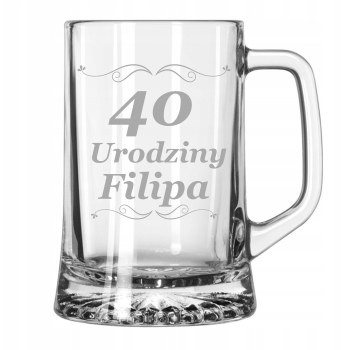 Szklany kufel do piwa z uchwytem twój grawer 620ml