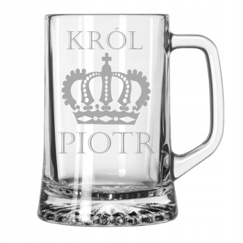 Szklany Kufel Do Piwa Z Uchwytem Grawerowany Dwustronny 620ml