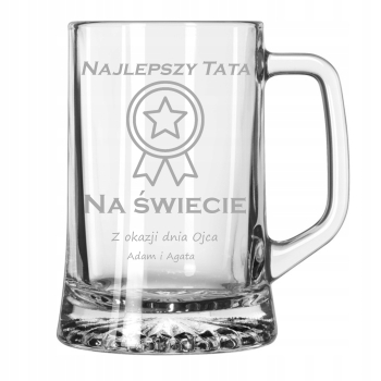 Szklany Kufel Do Piwa Z Uchwytem Grawerowany Dwustronny 620ml