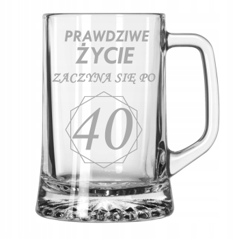 Szklany Kufel Do Piwa Z Uchwytem Grawerowany Dwustronny 620ml