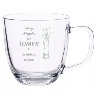 Duży szklany kubek z grawerem na dzień chłopaka TWÓJ NAPIS 420ml