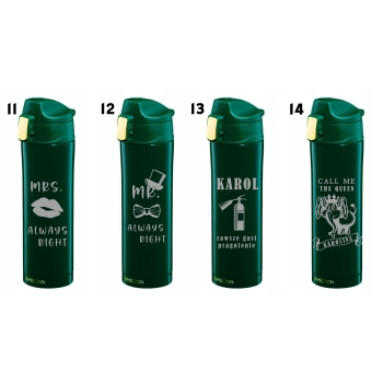 Personalizowany kubek termiczny z grawerem 420ml z blokadą zielony Dzień Babci I Dziadka