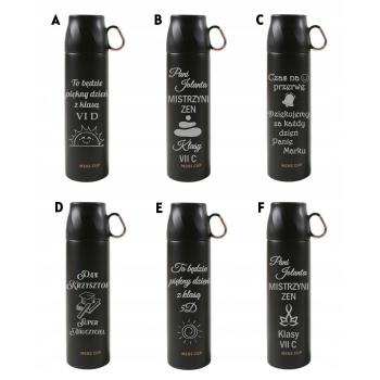 Termos nierdzewny 500ml z filiżanką czarny z grawerem personalizacja