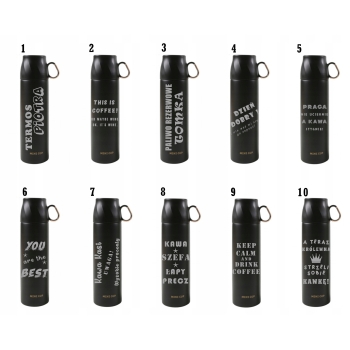 Termos nierdzewny 500ml z filiżanką czarny z grawerem personalizacja