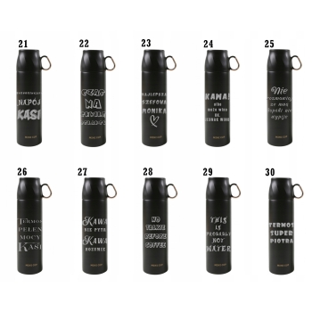 Termos nierdzewny 500ml z filiżanką czarny z grawerem personalizacja