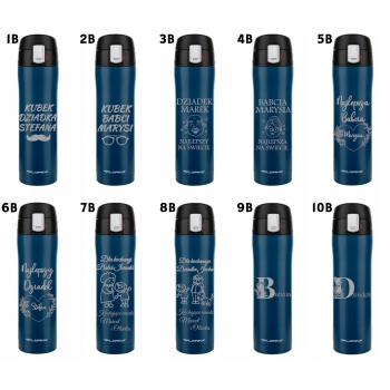 Kubek Termiczny 450ml Granatowy grawer personalizacja Dzień Babci Dziadka