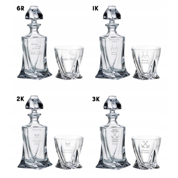 Zestaw Whisky Karafka 6 Szkl. Kryształ Grawer Ślub Rocznica Personalizacja