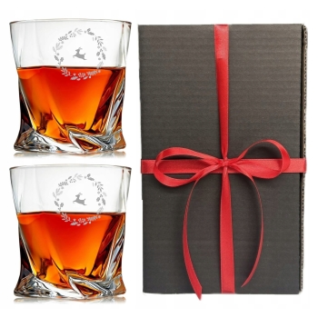 2 Szklanki Kryształ do Whisky Bohemia Grawer Logo Prezent Dzień Babci i Dziadka