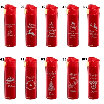 Personalizowany kubek termiczny z grawerem 420ml z blokadą czerwony Dzień Babci i Dziadka