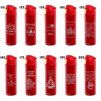 Personalizowany kubek termiczny z grawerem 420ml z blokadą czerwony Dzień Babci i Dziadka