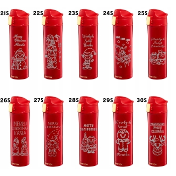 Personalizowany kubek termiczny z grawerem 420ml z blokadą czerwony Dzień Babci i Dziadka