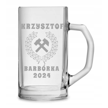 Duży kufel do piwa na prezent z grawerem 640ml logo tekst Dzień Dziadka