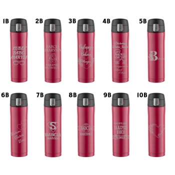 Kubek Termiczny 450ml Bordowy grawer personalizacja Dzień Babci Dziadka