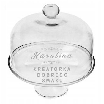 Patera Na Ciasto Z Kloszem 30cm z grawerem logo Dzień Kobiet Matki Urodziny