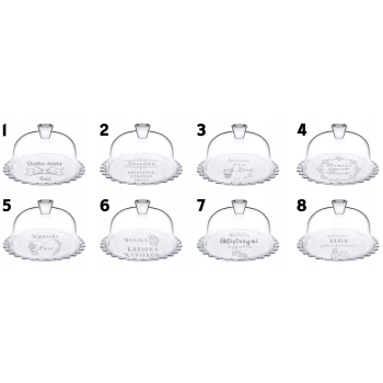 Patera Szklana Z Kloszem 22,5cm Grawer logo dla Babci Kobiet Matki Urodziny