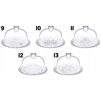 Patera Szklana Z Kloszem 22,5cm Grawer logo dla Babci Kobiet Matki Urodziny