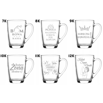 Ala Szklany kubek z grawerem 300ml prezent Twój Napis Logo Dzień Kobiet