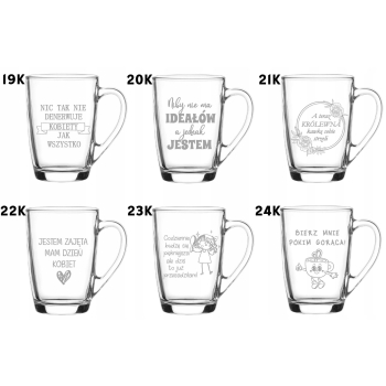 Ala Szklany kubek z grawerem 300ml prezent Twój Napis Logo Dzień Kobiet